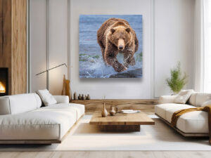 A Bear Runs Through it - Wildlife Photography Lumachrome Print by Cindy Goeddel